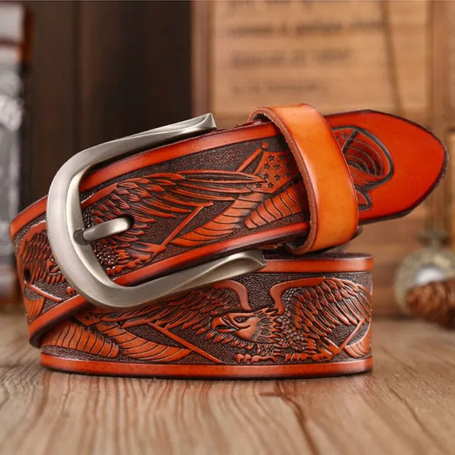 Handcrafted Eagle Engrave Leather Belts