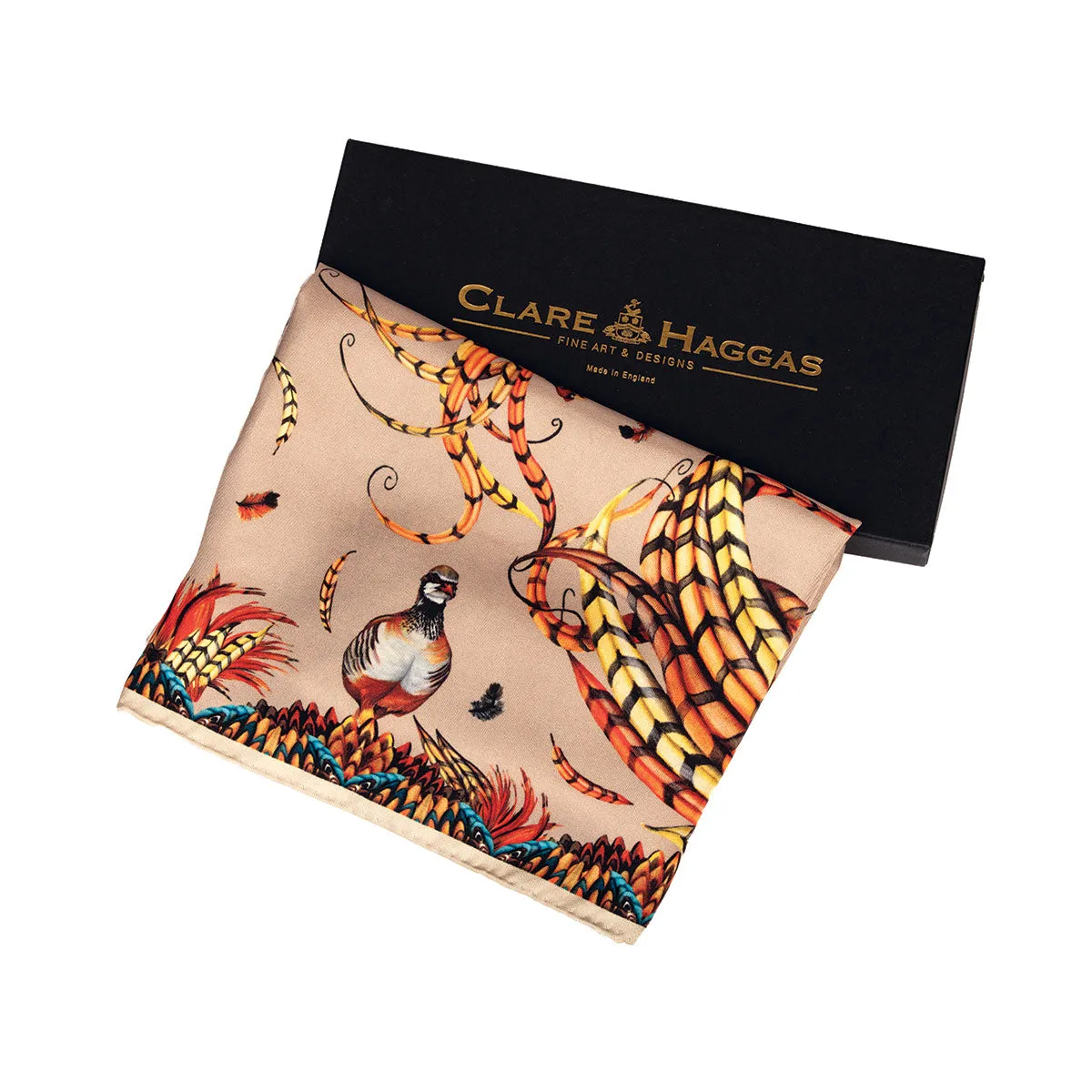 Heads or Tails Toffee Narrow Silk Scarf