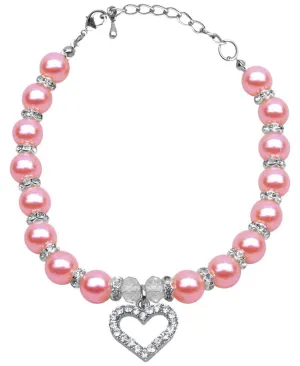 Heart and Pearl Necklace Rose Sm (6-8)