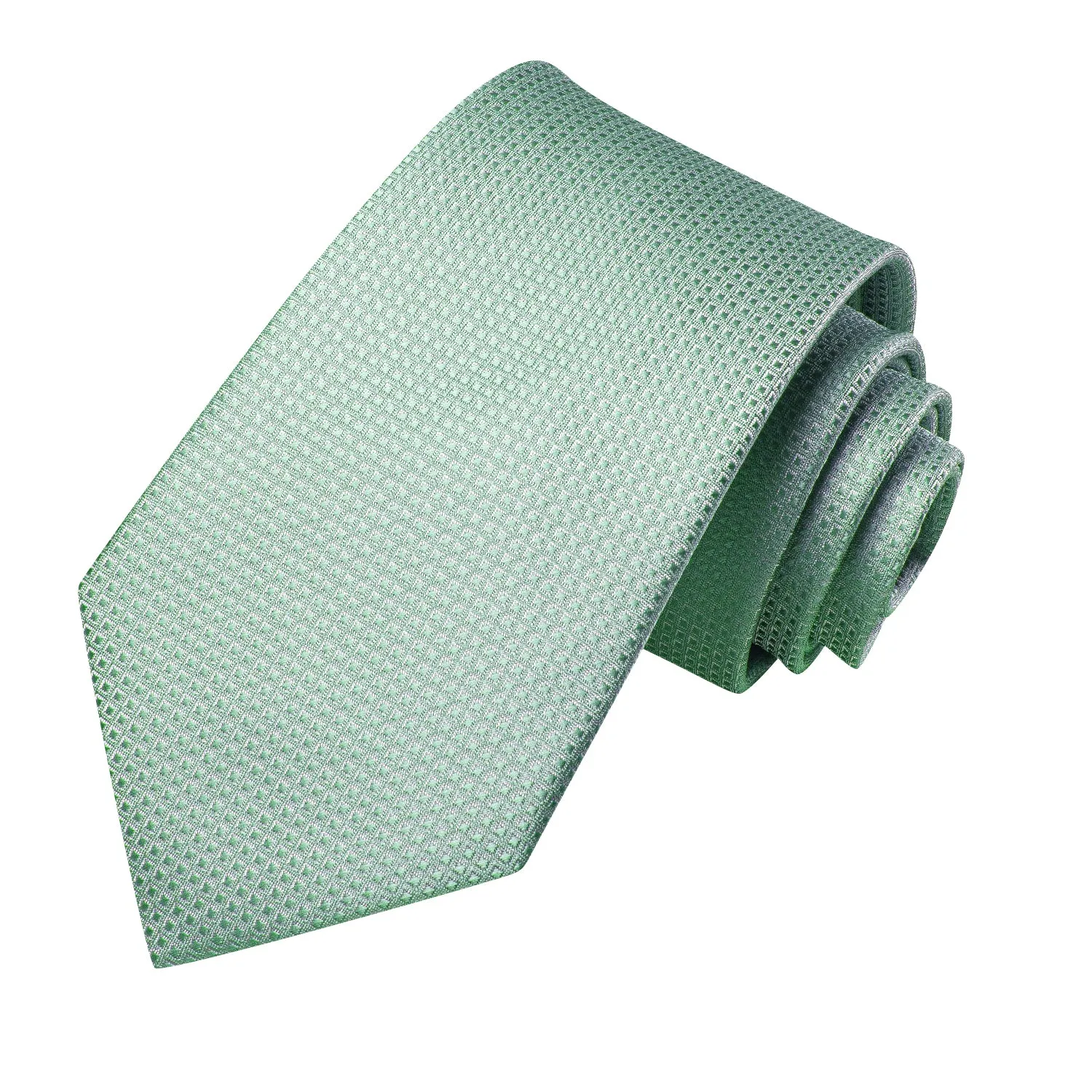 Hi-Tie Mint Greed Novelty Plaid Silk Tie Pocket Square Cufflinks Set