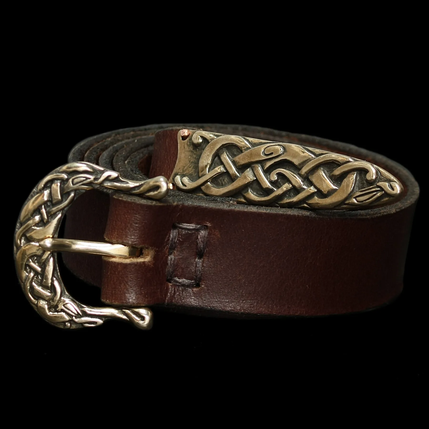 High Status Leather Viking Belt with Bronze Fittings