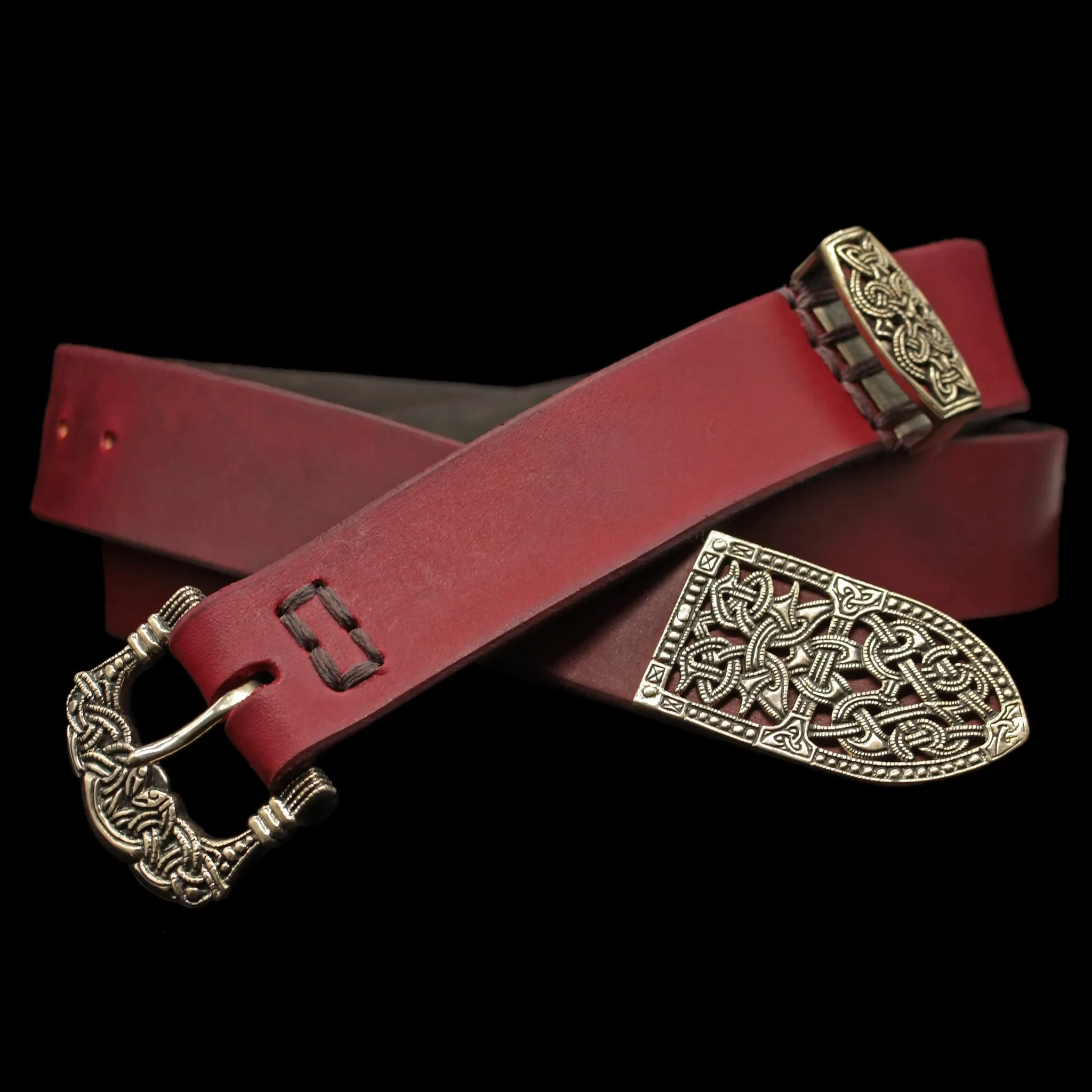 High Status Leather Viking Belt with Bronze Fittings