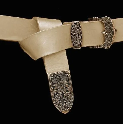 High Status Leather Viking Belt with Bronze Fittings