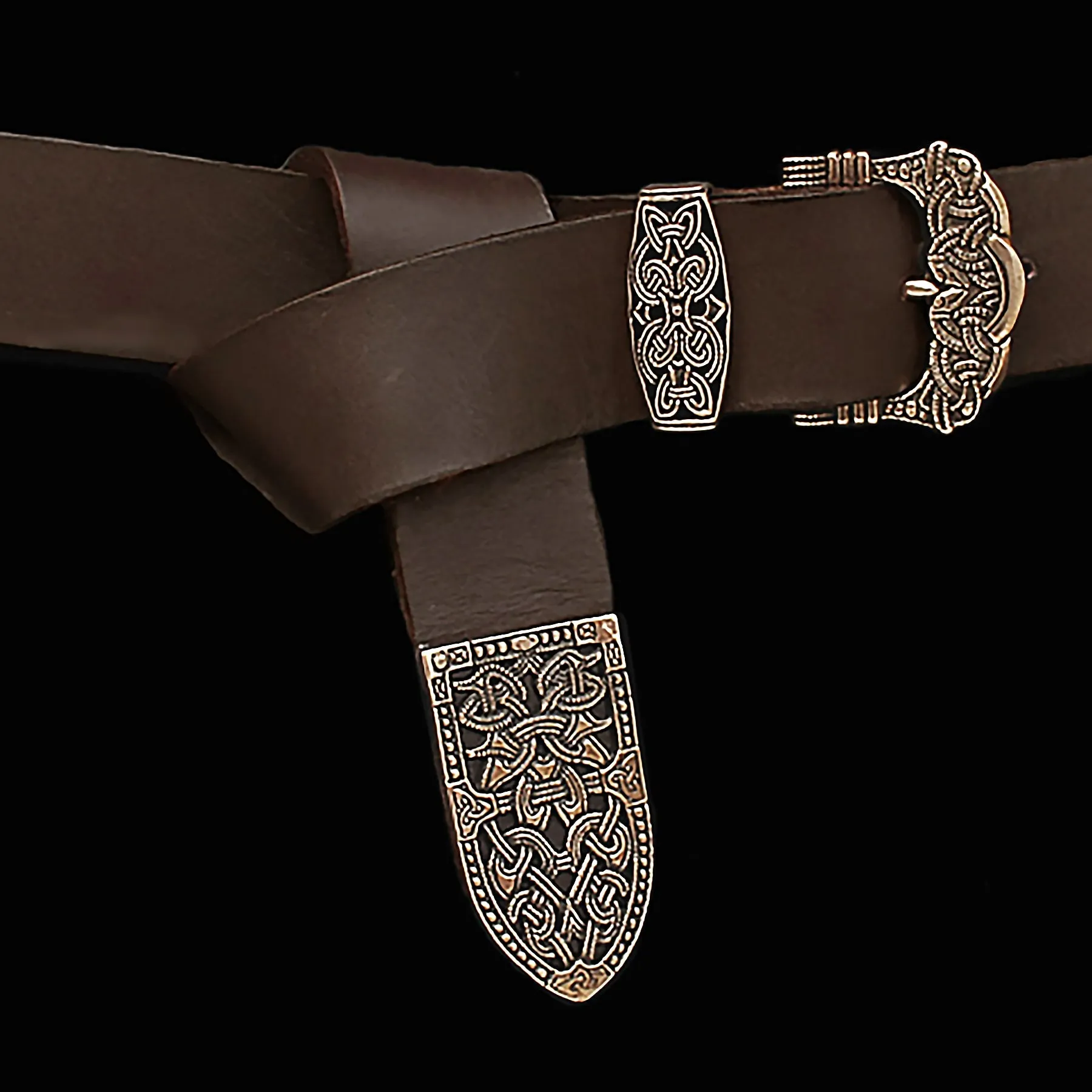 High Status Leather Viking Belt with Bronze Fittings