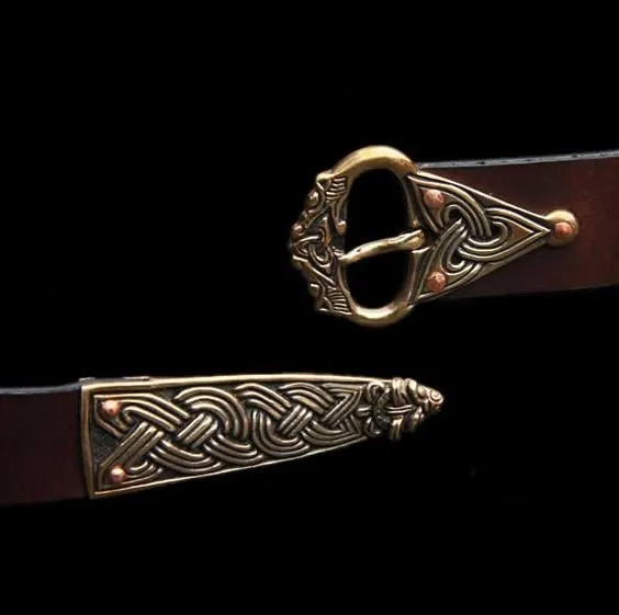 High Status Leather Viking Belt with Bronze Fittings