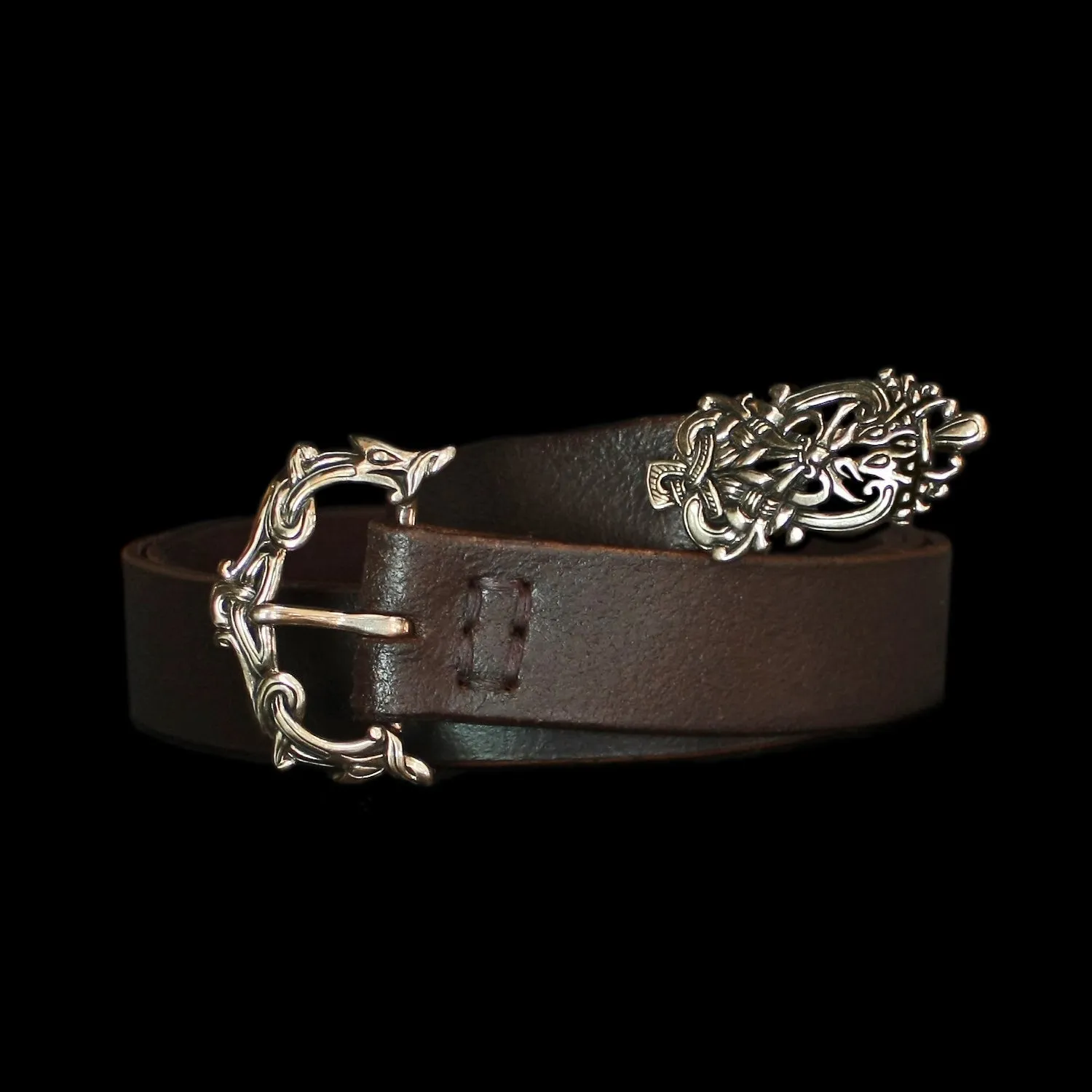 High Status Leather Viking Belt with Bronze Fittings