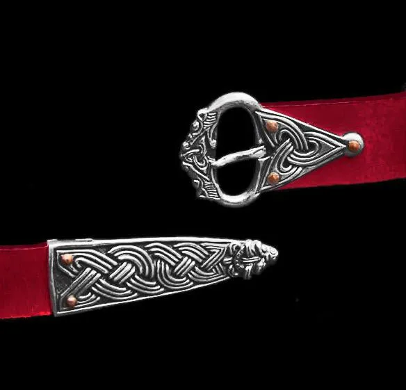 High Status Leather Viking Belt with Silver Fittings