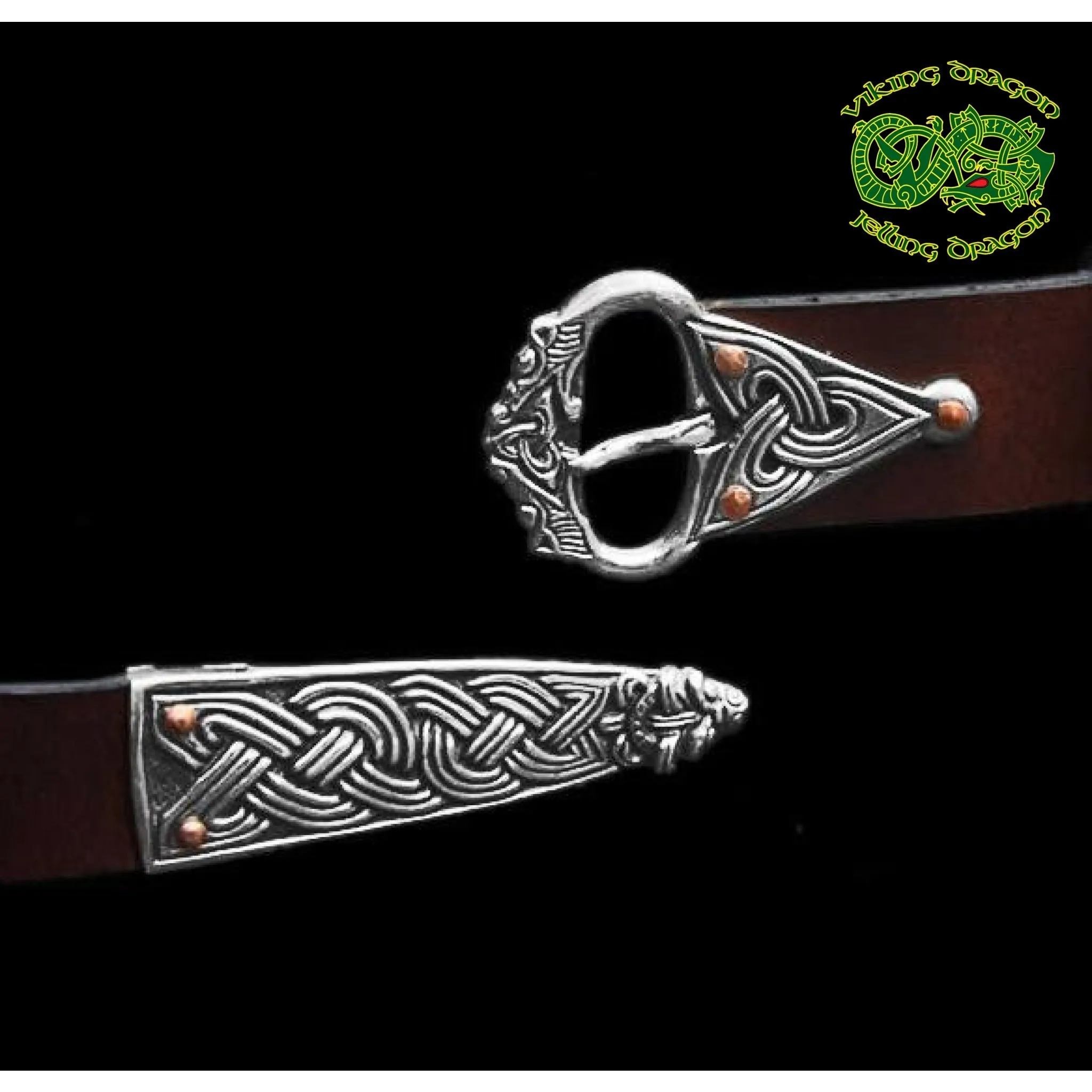 High Status Leather Viking Belt with Silver Fittings