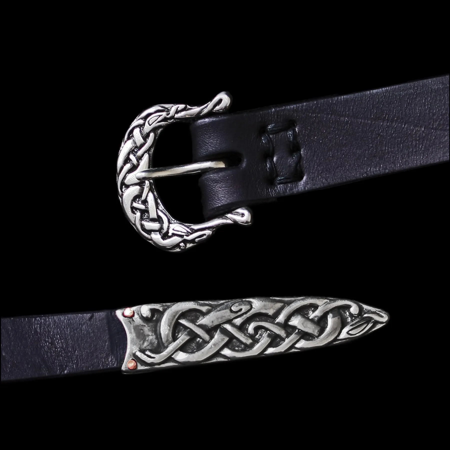 High Status Leather Viking Belt with Silver Fittings