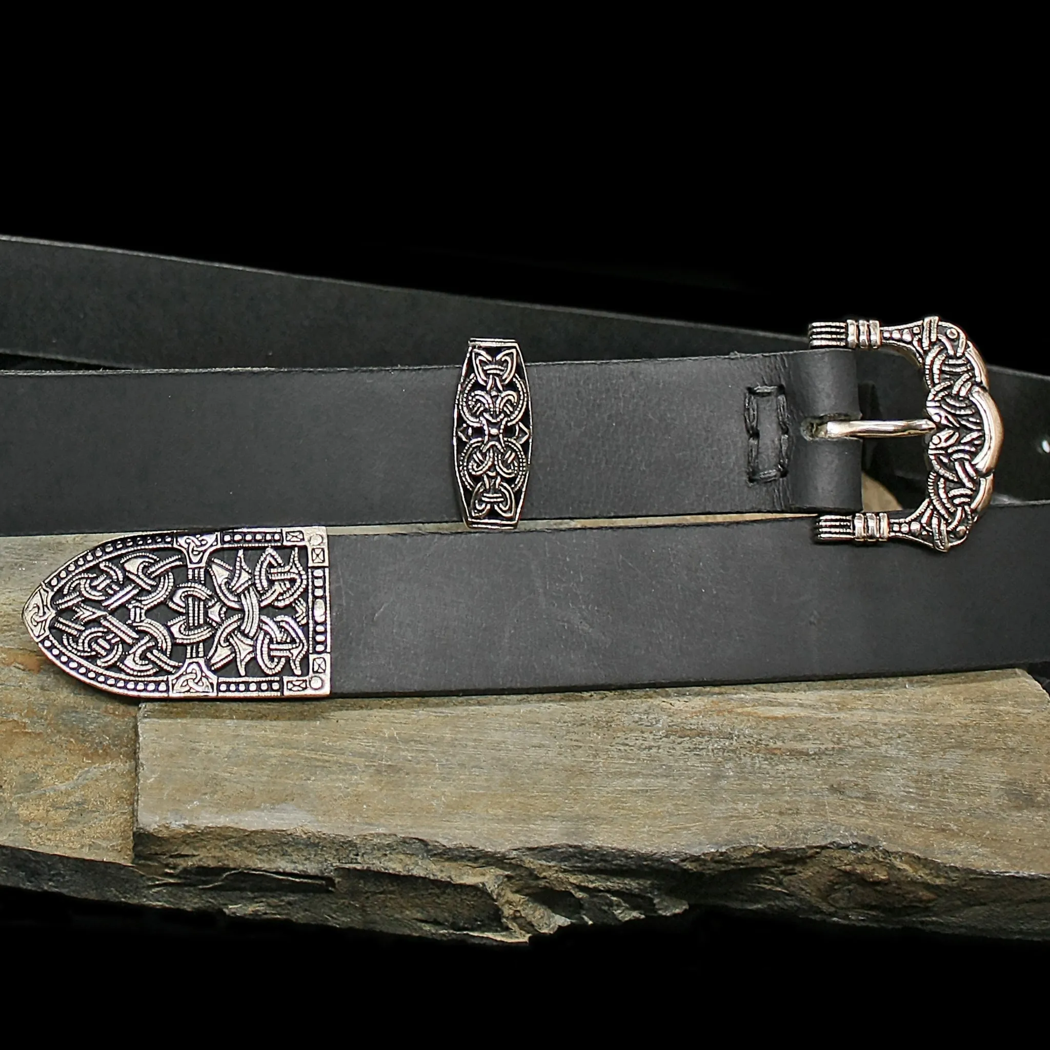 High Status Leather Viking Belt with Silver Fittings