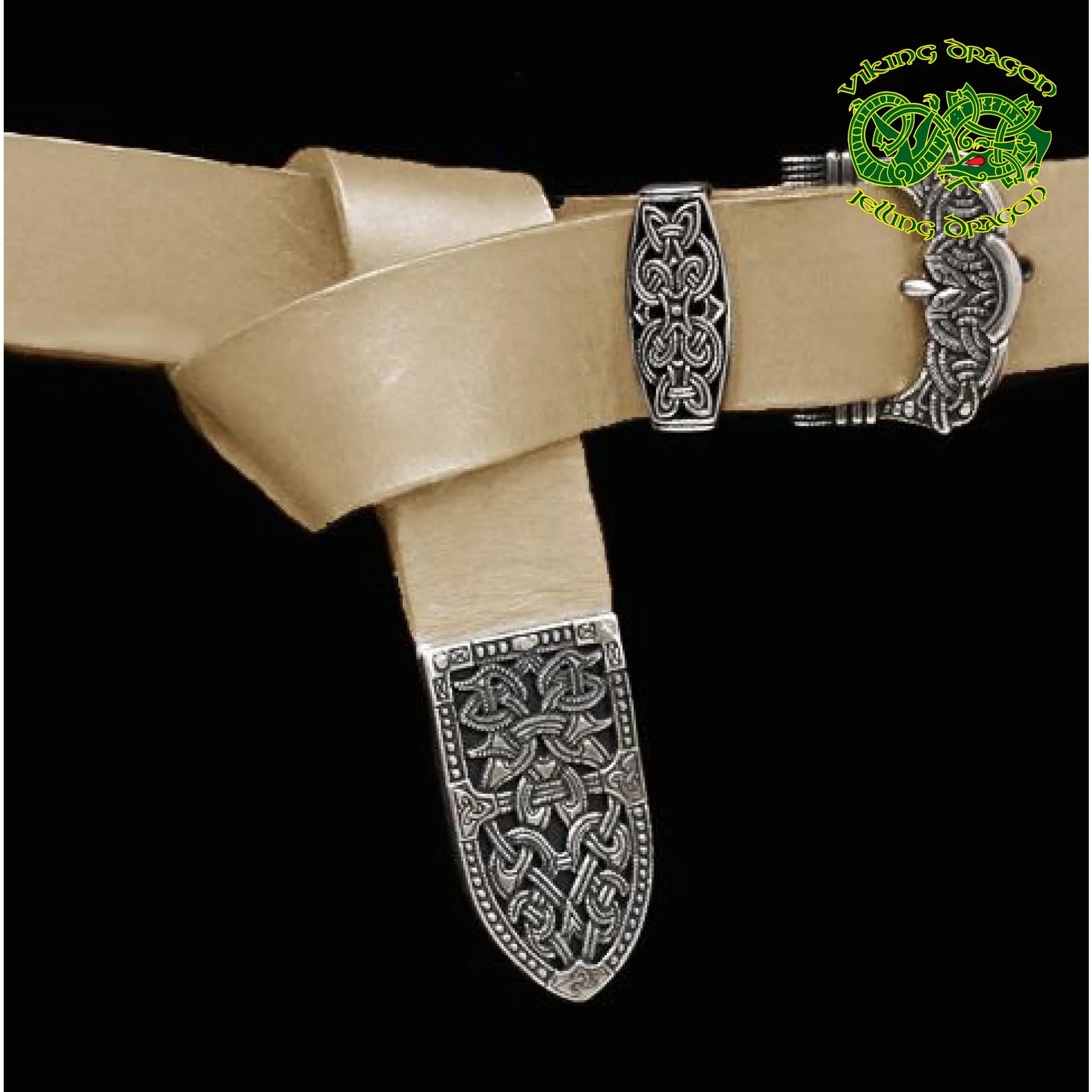 High Status Leather Viking Belt with Silver Fittings