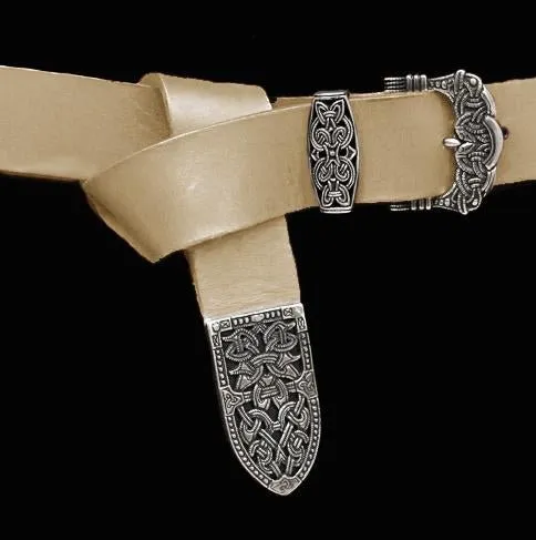 High Status Leather Viking Belt with Silver Fittings