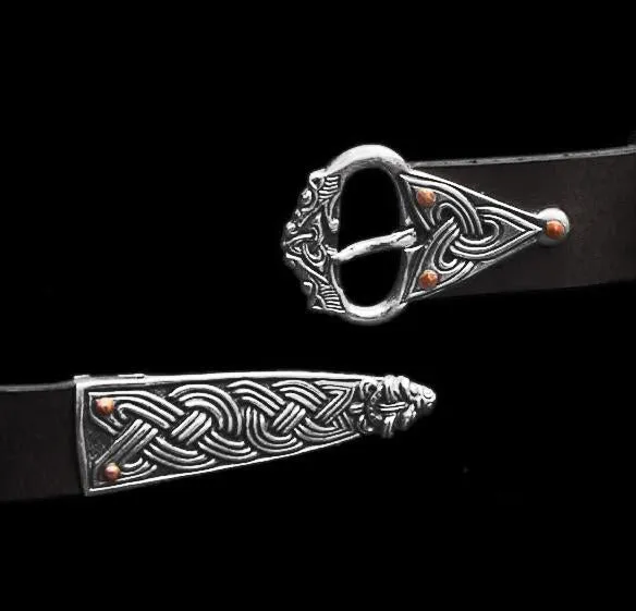 High Status Leather Viking Belt with Silver Fittings