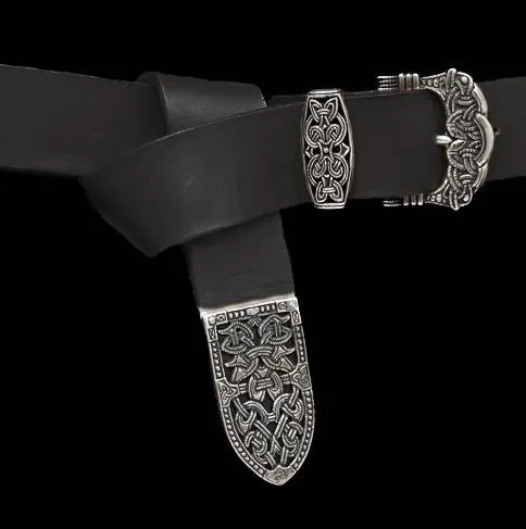 High Status Leather Viking Belt with Silver Fittings