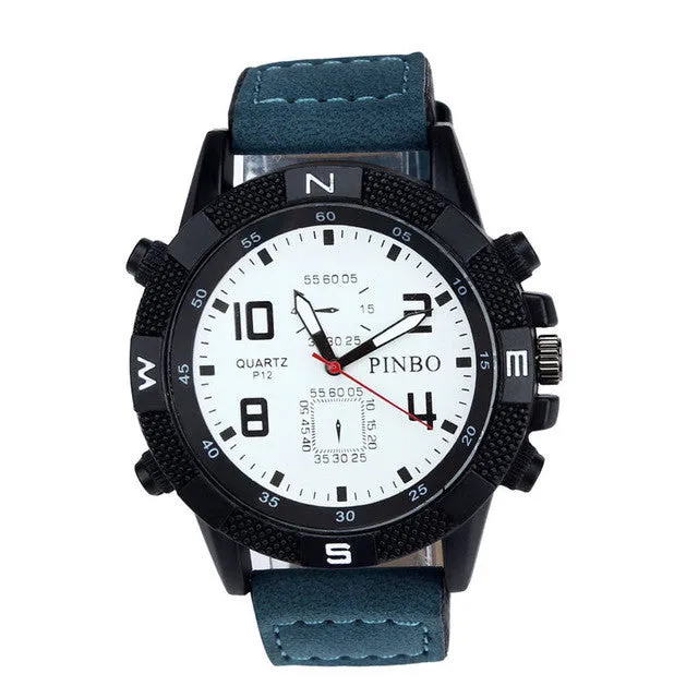 Hot Unique Luxury Men's Canvas strap Large Dial Military Sport Quartz Wrist Watch Drop Shipping F15