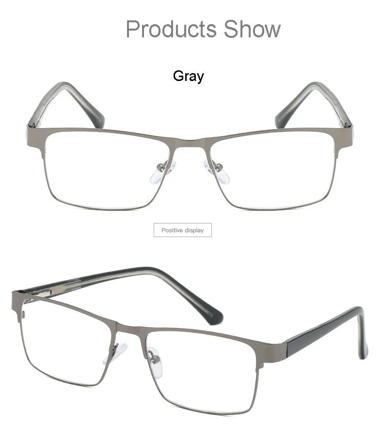 Hotony Men's Full Rim Square Alloy Frame Reading Glasses R89865