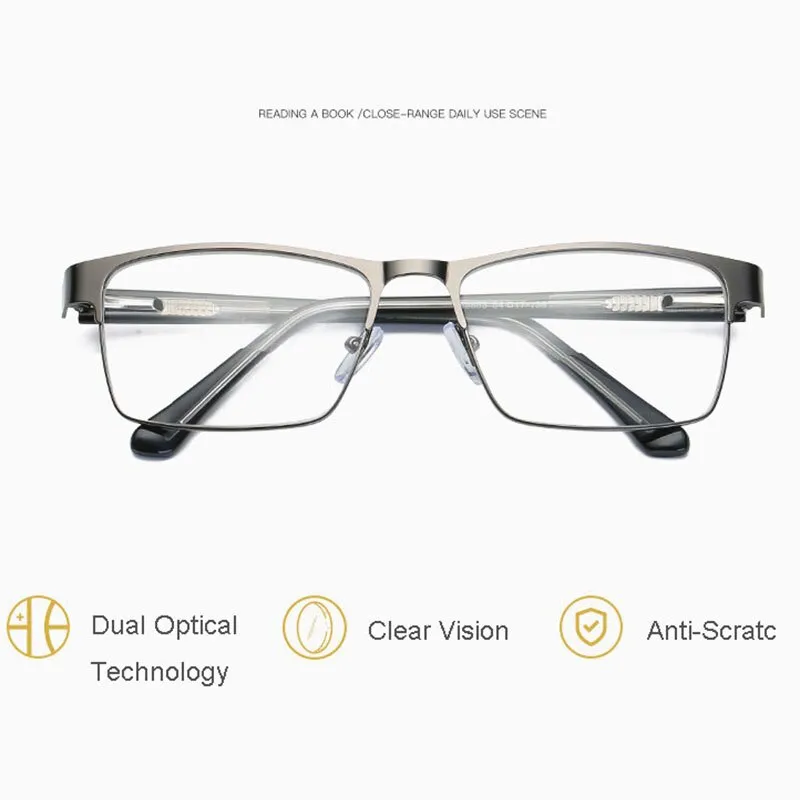 Hotony Men's Full Rim Square Alloy Frame Reading Glasses R89865