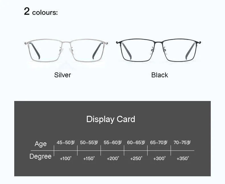 Hotony Unisex Full Rim Square Alloy Frame Anti Blue Light Reading Glasses  9011