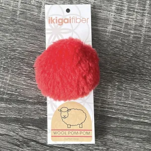 Ikigai Fiber Wool Pom Poms - Red Wool Pom 8cm