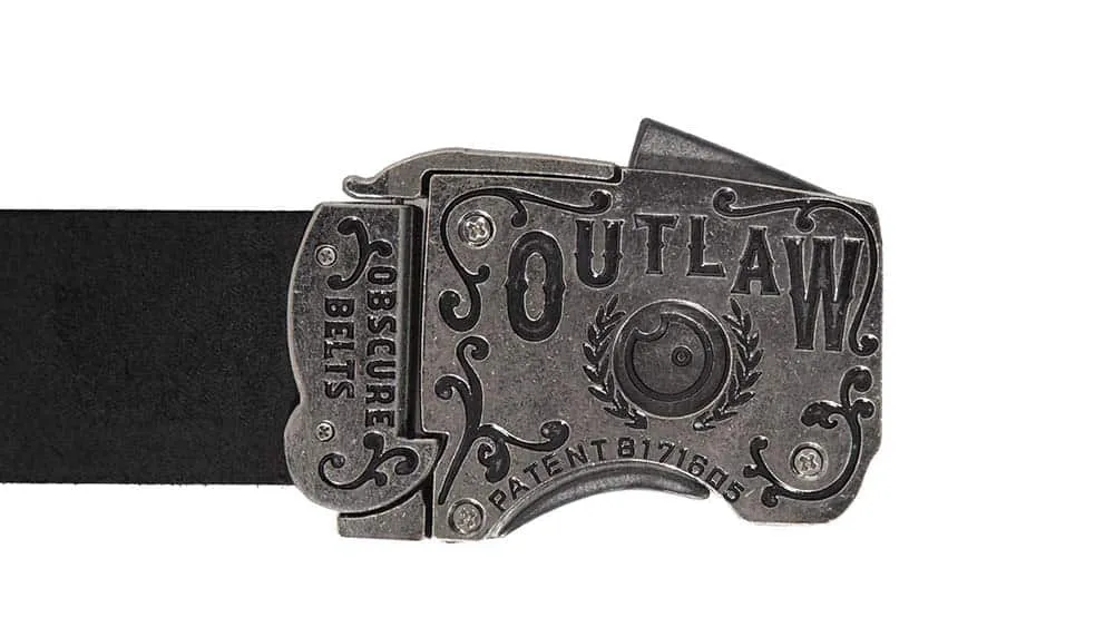 Imperfect Outlaw Gun Buckle on Brown Leather Belt | FINAL SALE