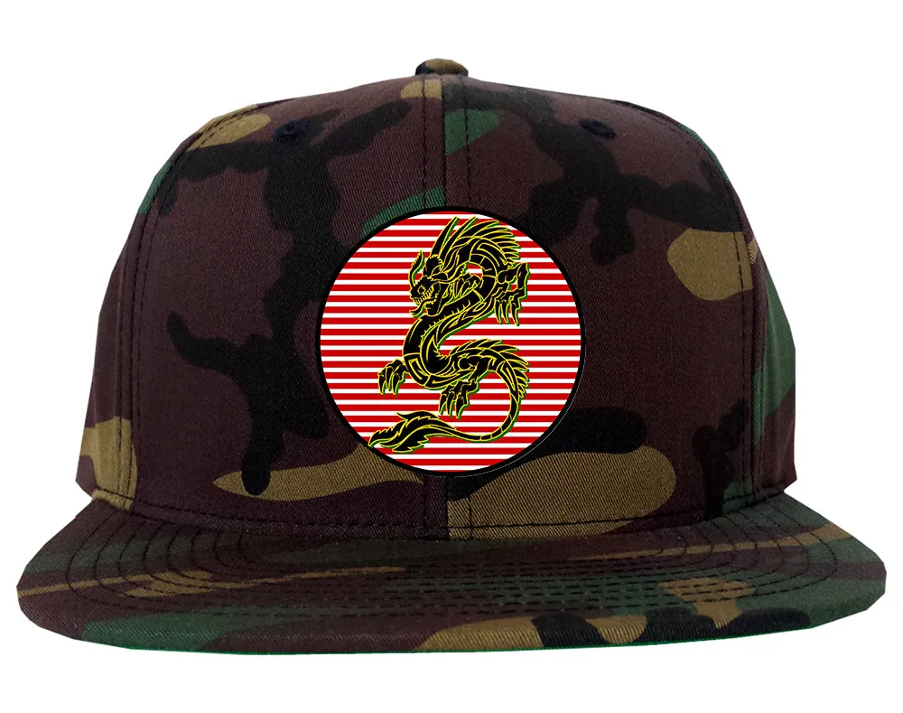 Japanese Dragon Red Sun Mens Snapback Hat