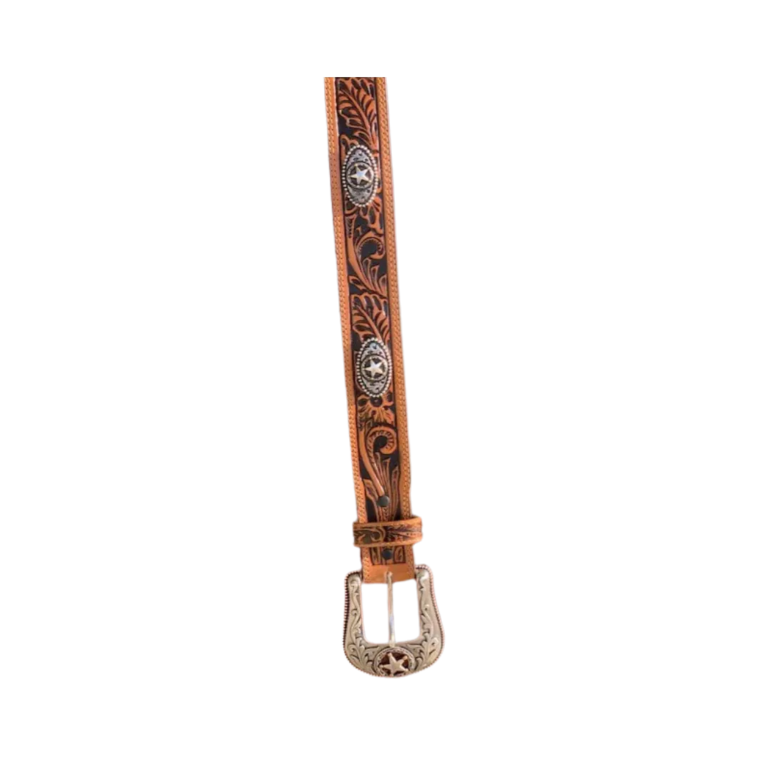 Justin Men's 5 Star Ranch Tan Floral Tooled Western Belt