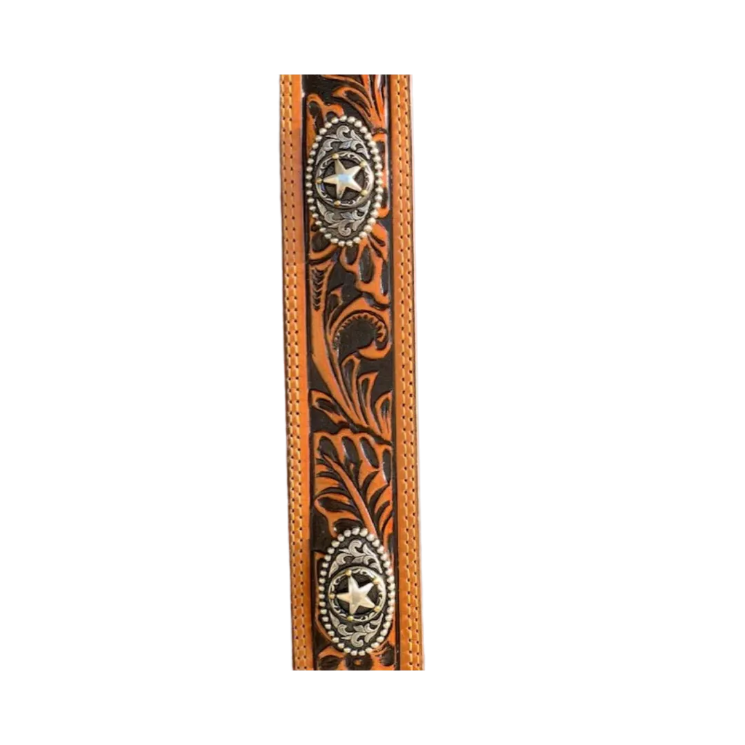 Justin Men's 5 Star Ranch Tan Floral Tooled Western Belt