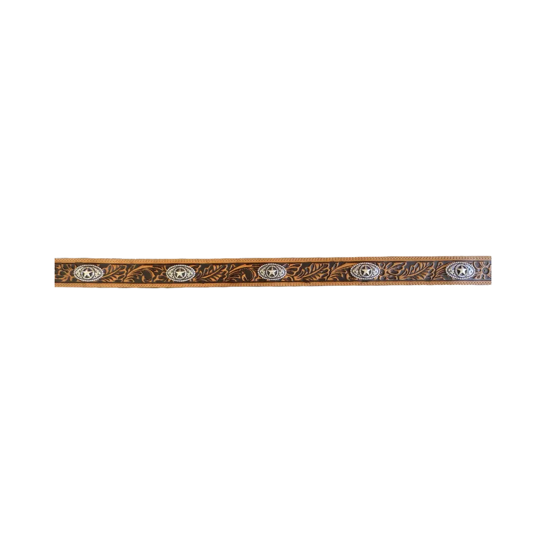 Justin Men's 5 Star Ranch Tan Floral Tooled Western Belt