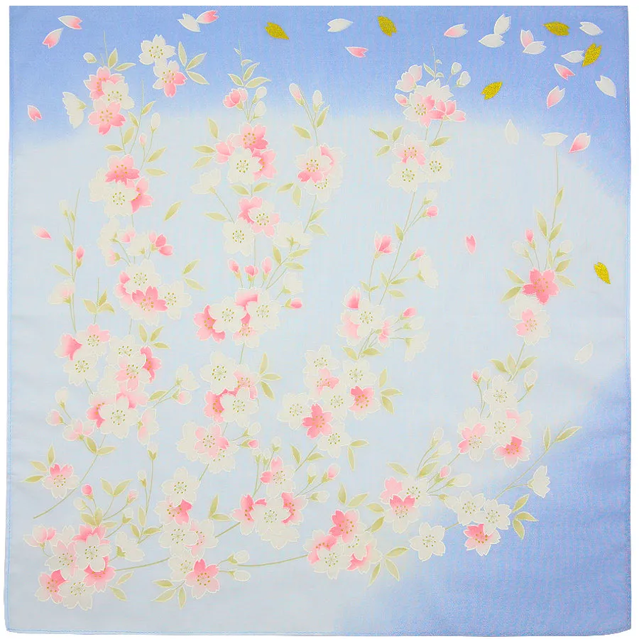 Kimono Motif Cotton Handkerchief - Sky Blue