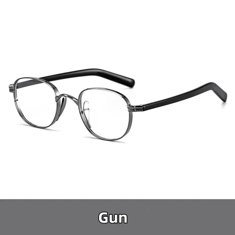 Kocolior Unisex Full Rim Round Titanium Hyperopic Reading Glasses 8017