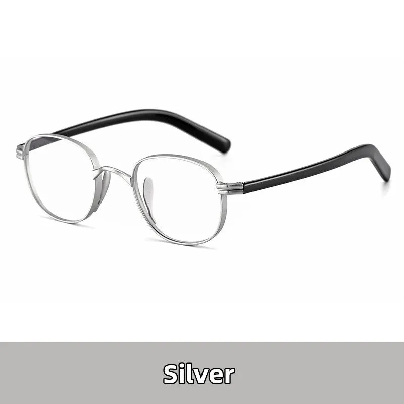 Kocolior Unisex Full Rim Round Titanium Hyperopic Reading Glasses 8017