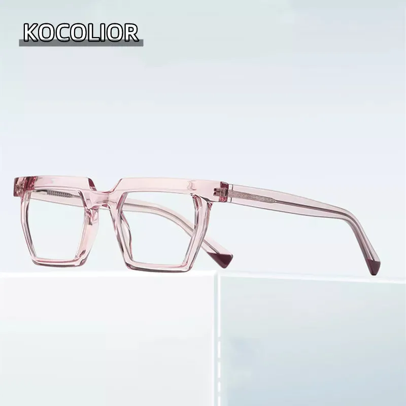 Kocolior Unisex Full Rim Square Large Acetate Hyperopic Reading Glasses 2144