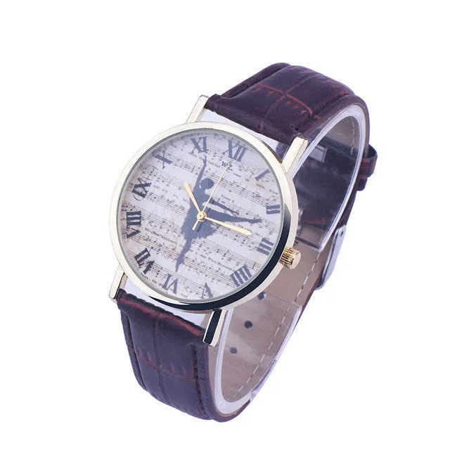 Ladies Fashion Girl Quartz Watch Clock Women Leather Casual Dress Women's Dancing Girl Wristwatch Hot Cool Unique Watches