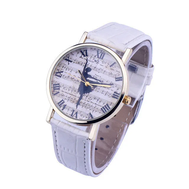 Ladies Fashion Girl Quartz Watch Clock Women Leather Casual Dress Women's Dancing Girl Wristwatch Hot Cool Unique Watches