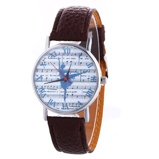 Ladies Fashion Girl Quartz Watch Clock Women Leather Casual Dress Women's Music Dancing Girl Wristwatch Hot Cool Unique Watches