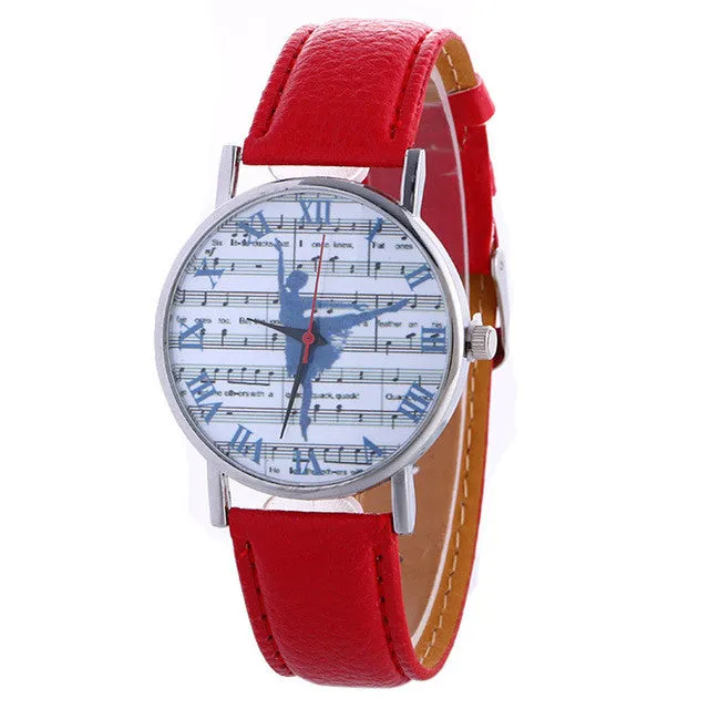 Ladies Fashion Girl Quartz Watch Clock Women Leather Casual Dress Women's Music Dancing Girl Wristwatch Hot Cool Unique Watches