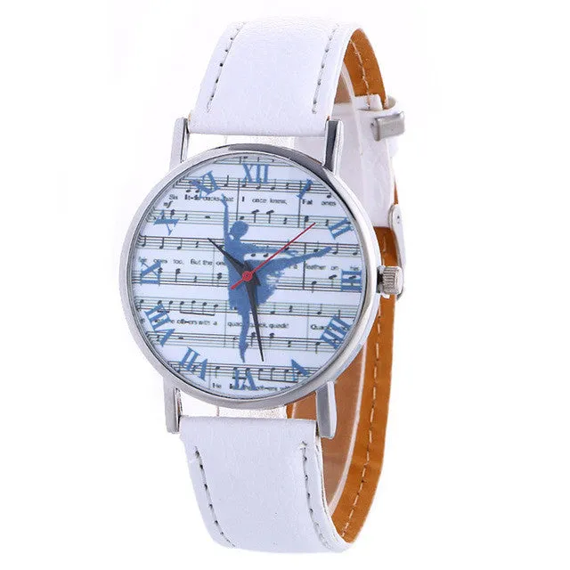 Ladies Fashion Girl Quartz Watch Clock Women Leather Casual Dress Women's Music Dancing Girl Wristwatch Hot Cool Unique Watches