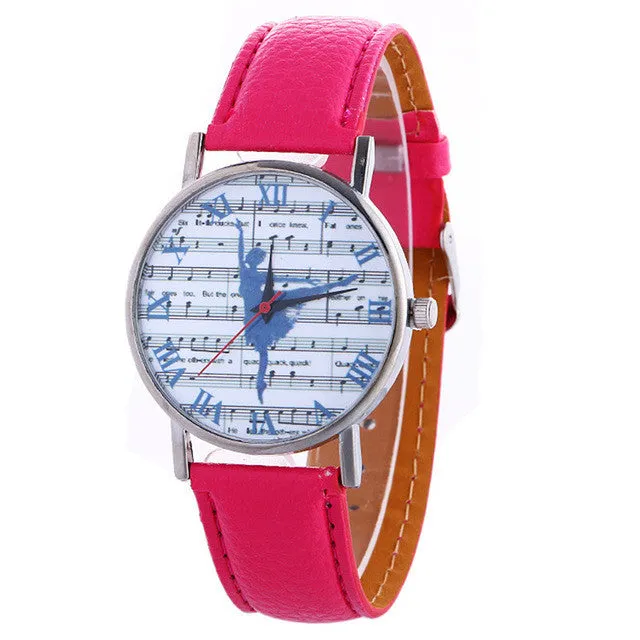 Ladies Fashion Girl Quartz Watch Clock Women Leather Casual Dress Women's Music Dancing Girl Wristwatch Hot Cool Unique Watches