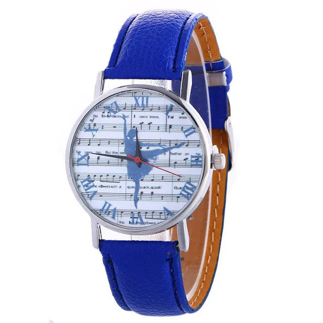 Ladies Fashion Girl Quartz Watch Clock Women Leather Casual Dress Women's Music Dancing Girl Wristwatch Hot Cool Unique Watches