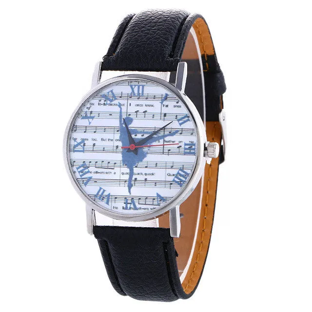 Ladies Fashion Girl Quartz Watch Clock Women Leather Casual Dress Women's Music Dancing Girl Wristwatch Hot Cool Unique Watches