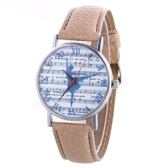 Ladies Fashion Girl Quartz Watch Clock Women Leather Casual Dress Women's Music Dancing Girl Wristwatch Hot Cool Unique Watches