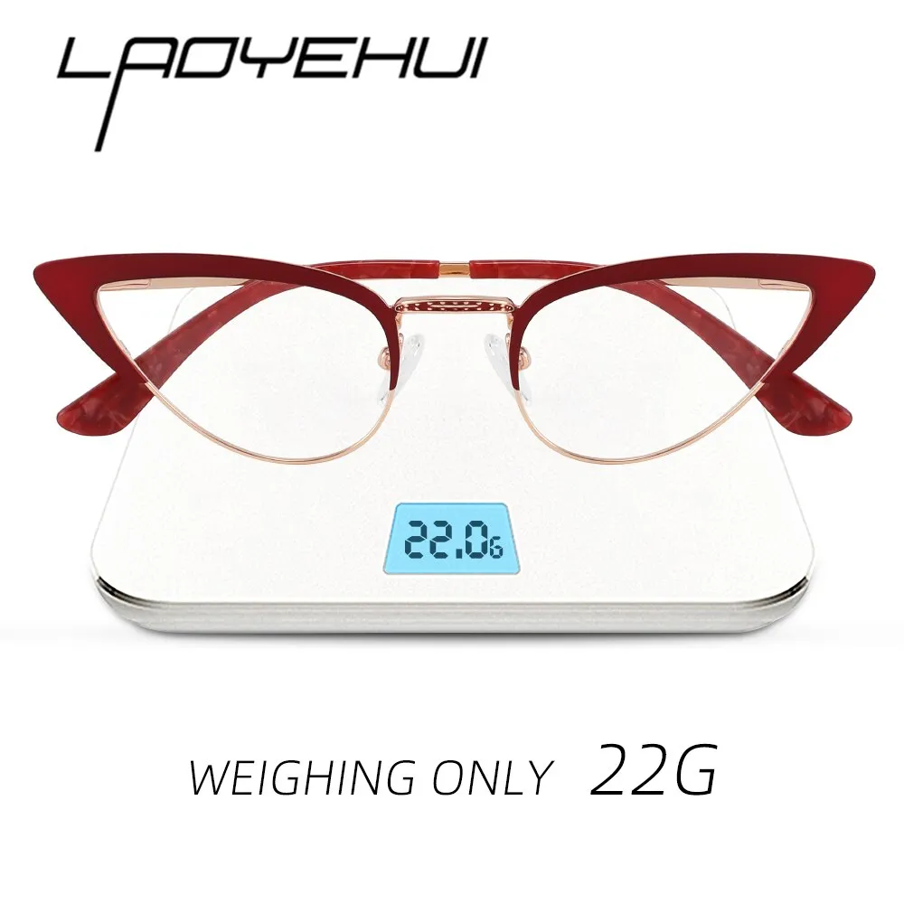 Laoyehui Women's Full Rim Cat Eye Alloy Presbyopic Reading Glasses Glr8931