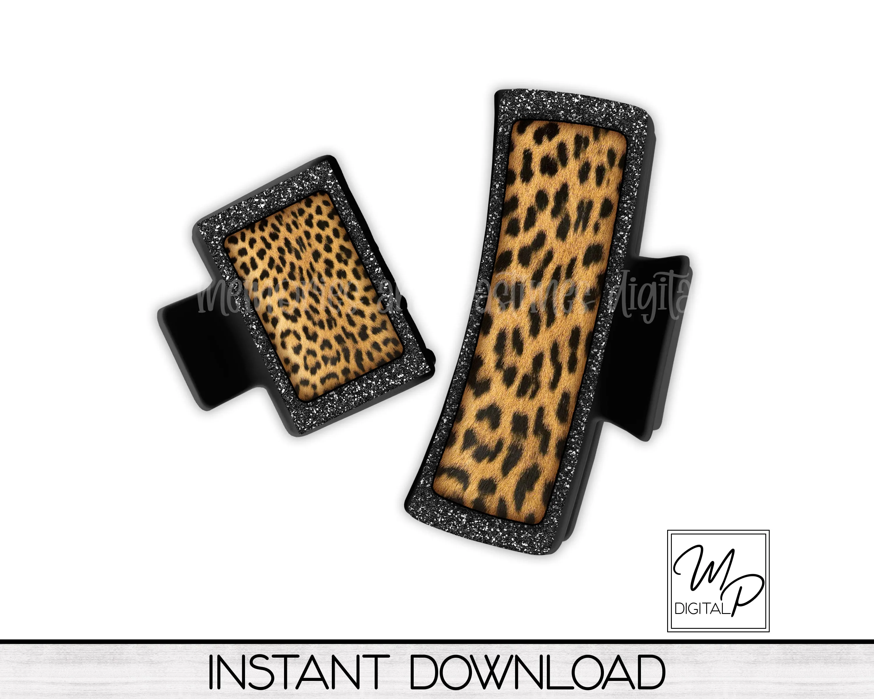 Leopard Print Hair Clip PNG Sublimation Design, Hair Claw Digital Download