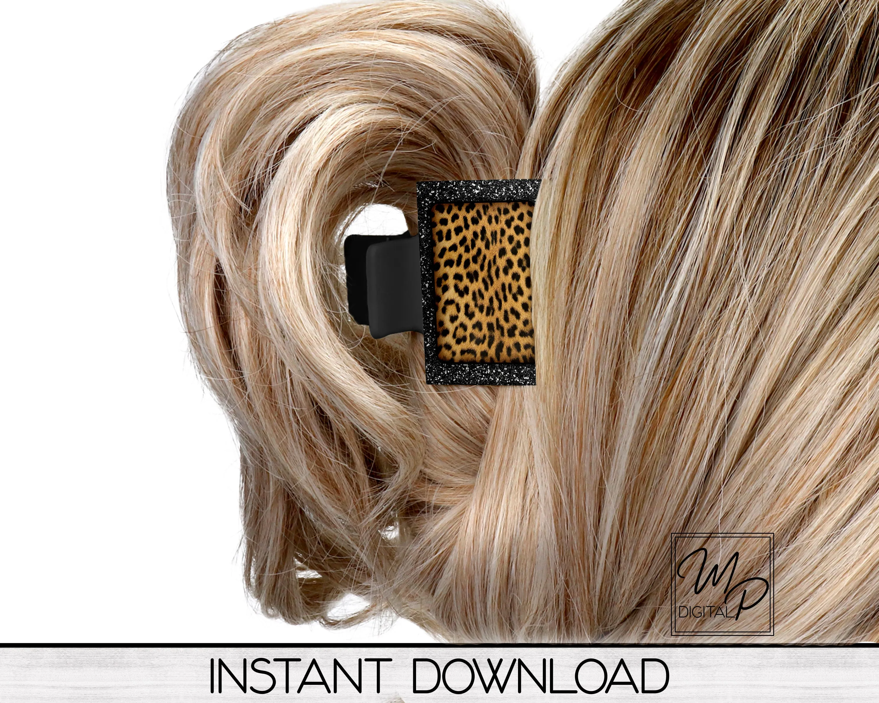 Leopard Print Hair Clip PNG Sublimation Design, Hair Claw Digital Download