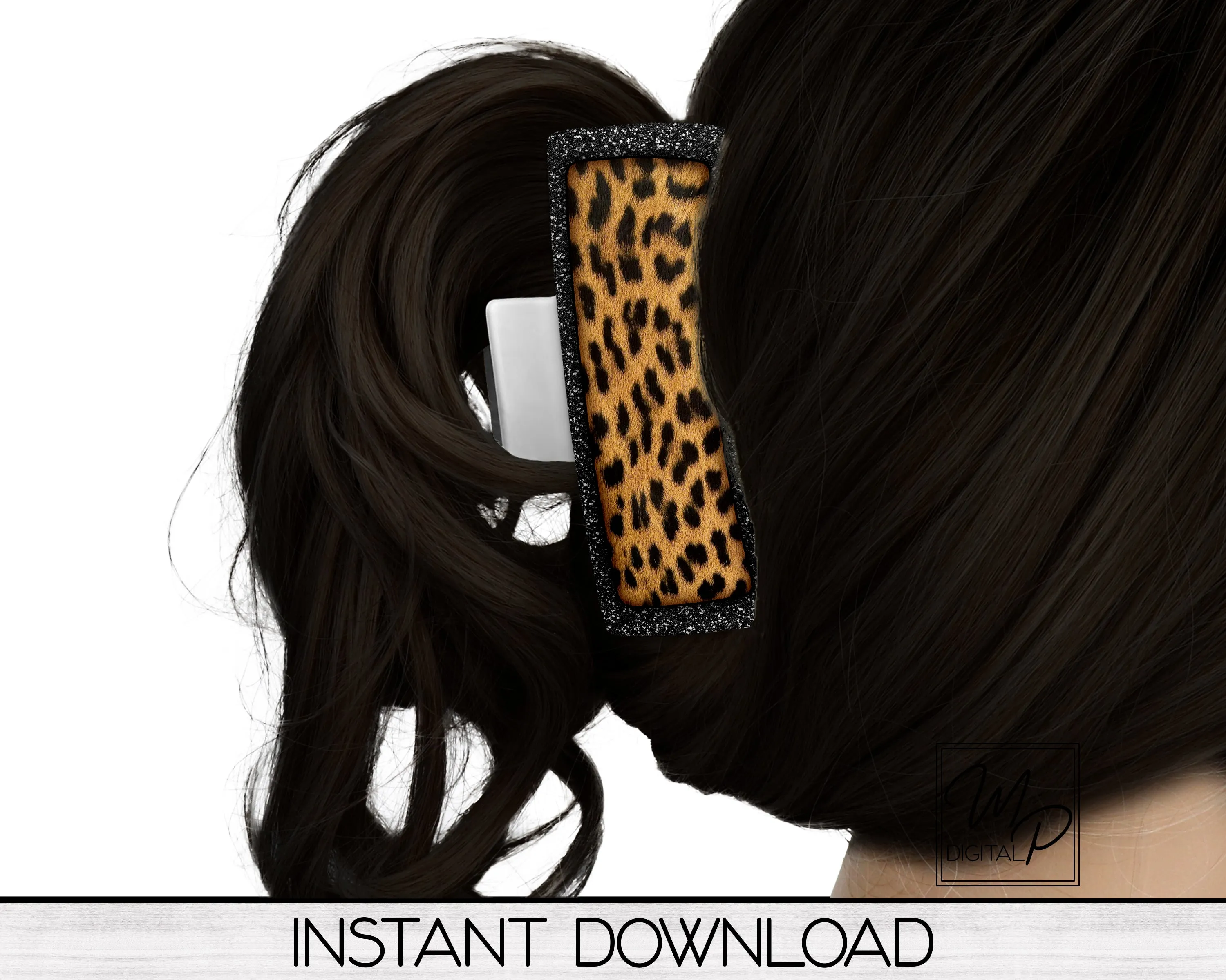 Leopard Print Hair Clip PNG Sublimation Design, Hair Claw Digital Download