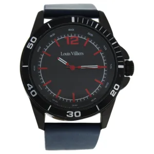 Louis Villiers Lv1003 Black/blue Leather Strap Watch By Louis Villiers For Men - 1 Pc Watch  1 Pc