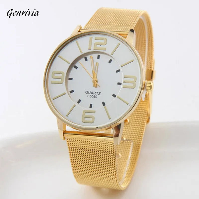 Luxury Arabic Numerals Gold Stainless Steel Watches