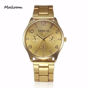 MALLOOM Brand Fashion Luxury Women Watch Famous Crystal Stainless Steel Bracelet Quartz Wrist Watch Relogio Feminino