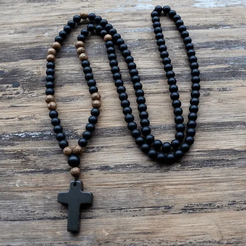 Men's Christian Necklace <br> Rosary Bead