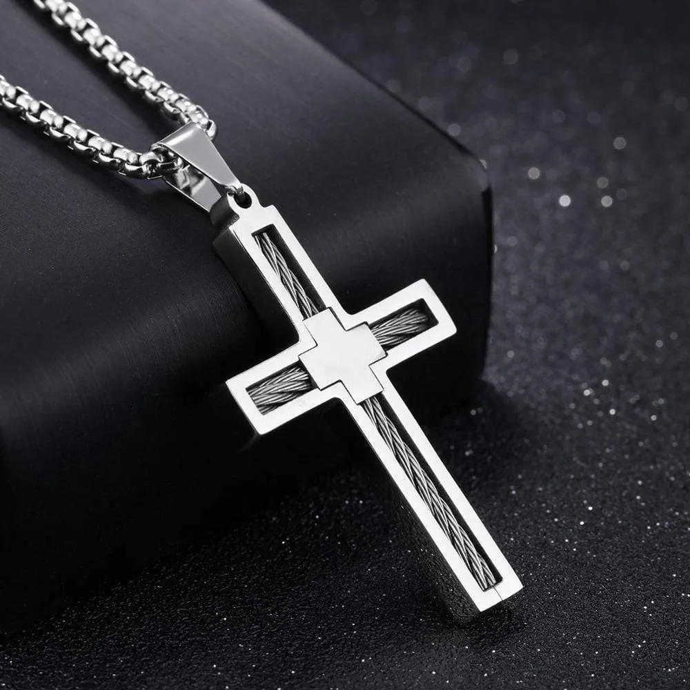 Men's Christian Necklace <br> Wire (Steel)